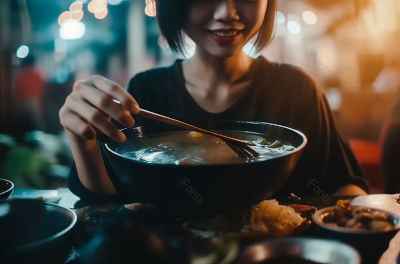 享受传统的中国火锅与各种新鲜和美味的食材在餐厅,高清,摄影图,摄影图片,图片大全,摄影图免费下载